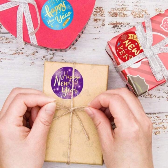 500pcs 1inch 1.5inch Happy New Year's Stickers - Picture 4 of 5